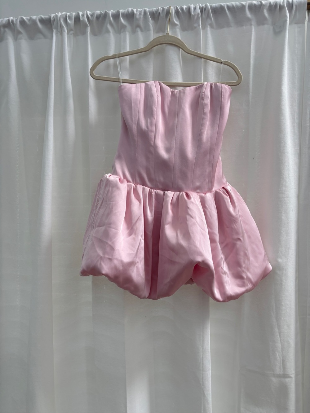 Oh Polly Strapless Pink Bubble Mini Dress